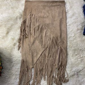 Women’s suede fringe skirt